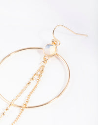 Gold Moonstone Tassel Circle Earrings - link has visual effect only