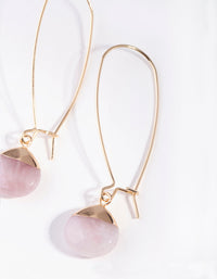 Gold Rose Quartz Capped Stone Earrings - link has visual effect only