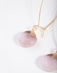 Gold Rose Quartz Capped Stone Earrings - link has visual effect only