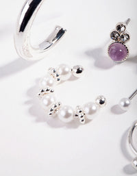 Silver Festival Amethyst Stone Ear Stack - link has visual effect only