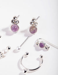 Silver Festival Amethyst Stone Ear Stack - link has visual effect only