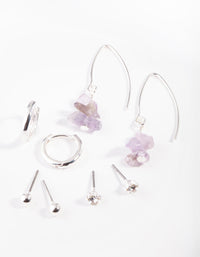 Silver Stone Amethyst Ear Stack - link has visual effect only