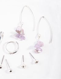 Silver Stone Amethyst Ear Stack - link has visual effect only