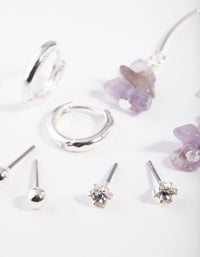 Silver Stone Amethyst Ear Stack - link has visual effect only