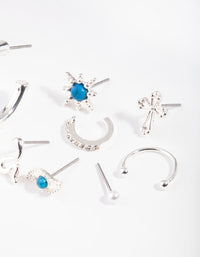 Silver Snake Charm Turquoise Ear Stack - link has visual effect only