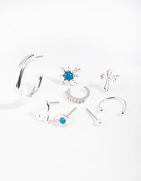 Silver Snake Charm Turquoise Ear Stack - link has visual effect only