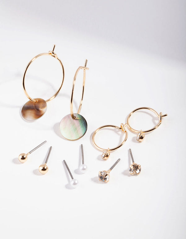 Gold Shell Stone Ear Stack