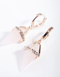 Rose Gold Rose Quartz Encased Stone Earrings - link has visual effect only