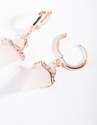 Rose Gold Rose Quartz Encased Stone Earrings - link has visual effect only