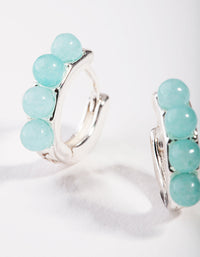 Silver Blue Jade Huggie Earrings - link has visual effect only
