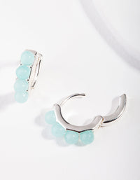 Silver Blue Jade Huggie Earrings - link has visual effect only