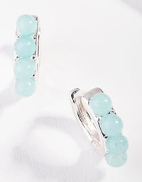 Silver Blue Jade Huggie Earrings - link has visual effect only