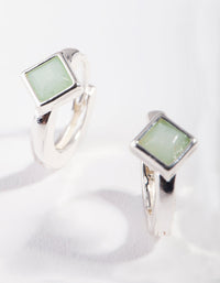 Silver Jade Stone Huggie Earrings - link has visual effect only
