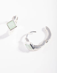 Silver Jade Stone Huggie Earrings - link has visual effect only