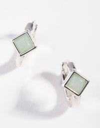 Silver Jade Stone Huggie Earrings - link has visual effect only