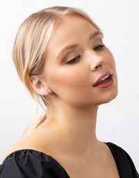 Silver Amethyst Center Stone Huggie Earrings - link has visual effect only