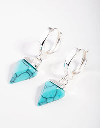 Silver Turquoise Capped Stone Earrings - link has visual effect only