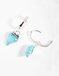 Silver Turquoise Capped Stone Earrings - link has visual effect only