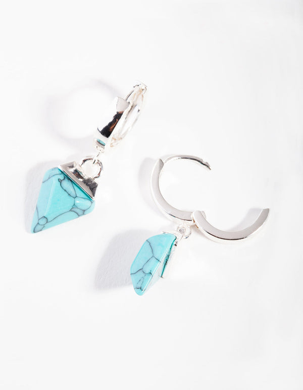 Silver Turquoise Capped Stone Earrings