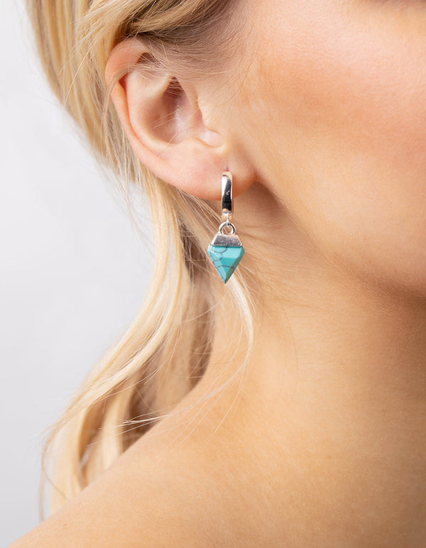 Silver Turquoise Capped Stone Earrings