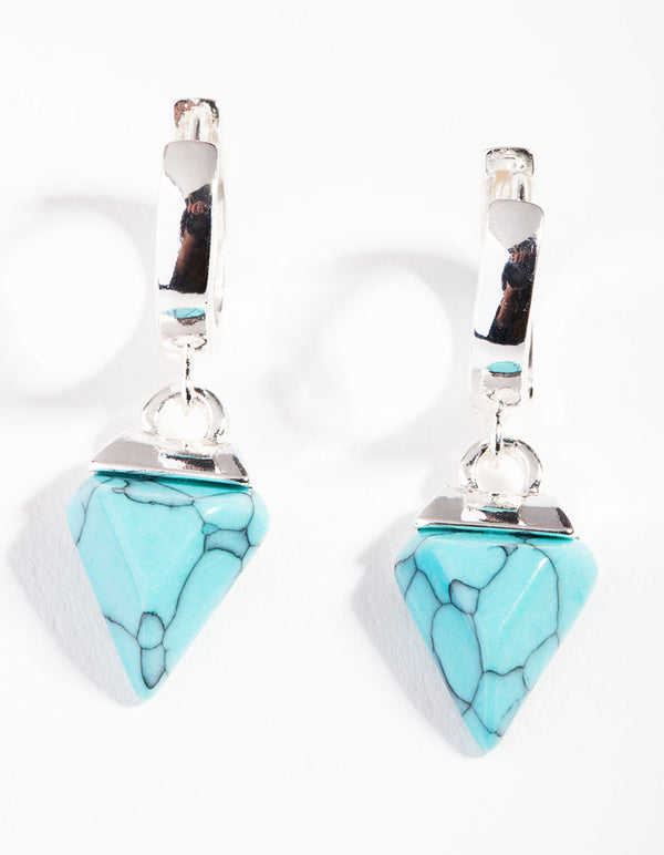 Silver Turquoise Capped Stone Earrings