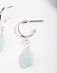 Silver Blue Jade Drop Hoop Earrings - link has visual effect only