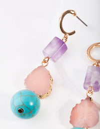 Gold Multi Turquoise, Rose Quartz, Amethyst Earrings - link has visual effect only