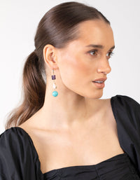 Gold Multi Turquoise, Rose Quartz, Amethyst Earrings - link has visual effect only