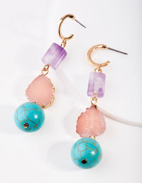 Gold Multi Turquoise, Rose Quartz, Amethyst Earrings - link has visual effect only