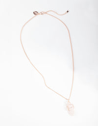 Ketting met gekrulde rozenkwarts en roségouden steen - link has visual effect only