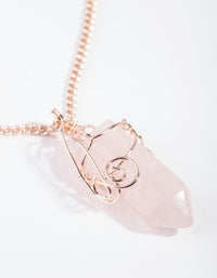 Ketting met gekrulde rozenkwarts en roségouden steen - link has visual effect only