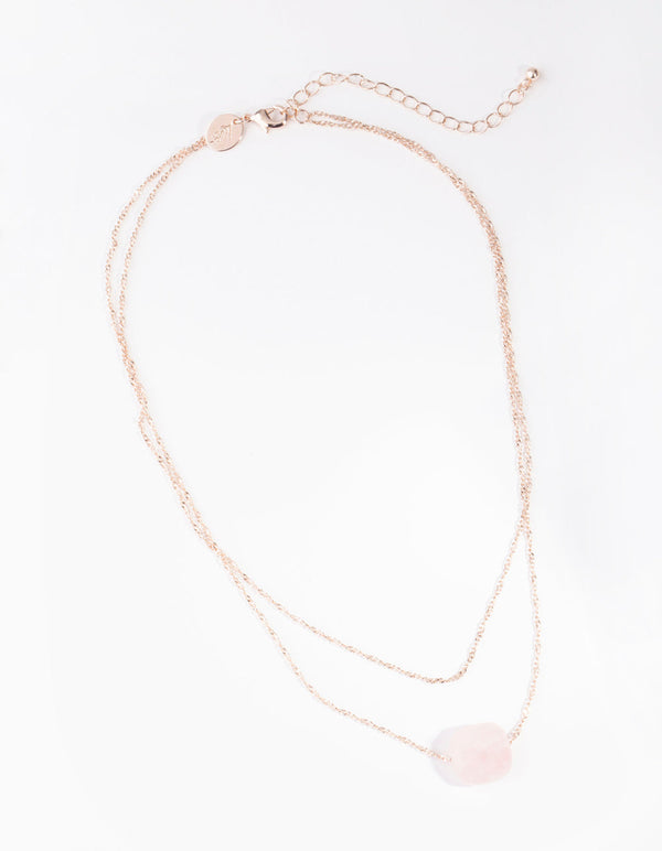Rose Gold Double Chain Rose Quartz Necklace
