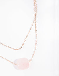 Rose Gold Double Chain Rose Quartz Necklace - link has visual effect only