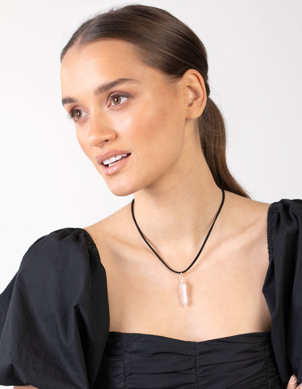 Rose Gold Wire Wrap Rose Quartz Necklace