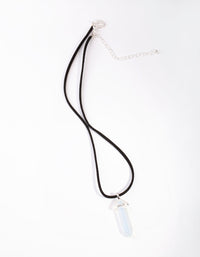 Silver Suede Rope Moonstone Necklace - link has visual effect only