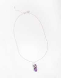 Zilveren gekrulde amethist stenen ketting - link has visual effect only