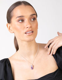 Zilveren gekrulde amethist stenen ketting - link has visual effect only