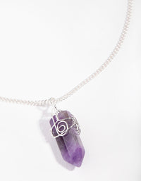 Zilveren gekrulde amethist stenen ketting - link has visual effect only
