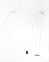 Zilveren dubbellaagse amethist ketting - link has visual effect only