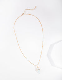 Gold Diamante Moonstone Encased Necklace - link has visual effect only