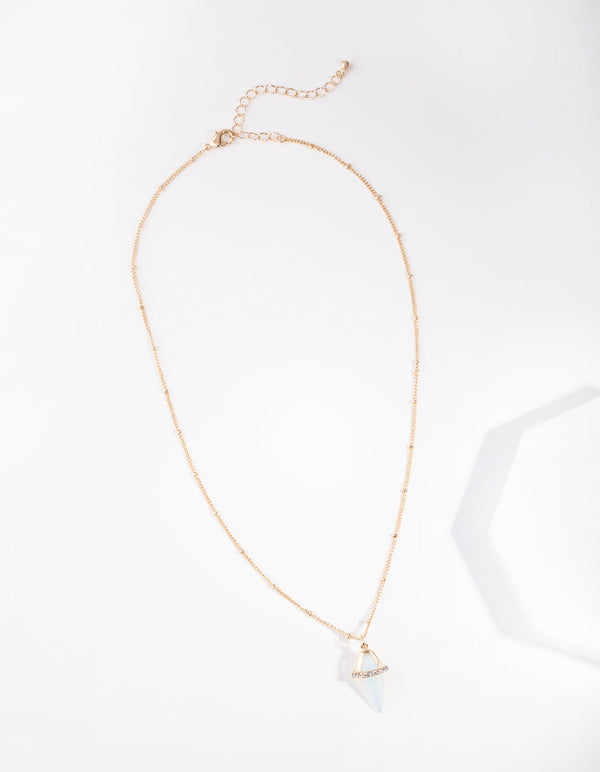 Gold Diamante Moonstone Encased Necklace