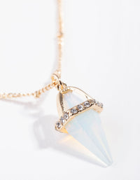 Gold Diamante Moonstone Encased Necklace - link has visual effect only