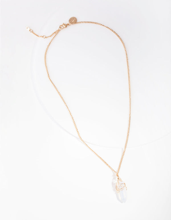 Gold Curled Moonstone Necklace