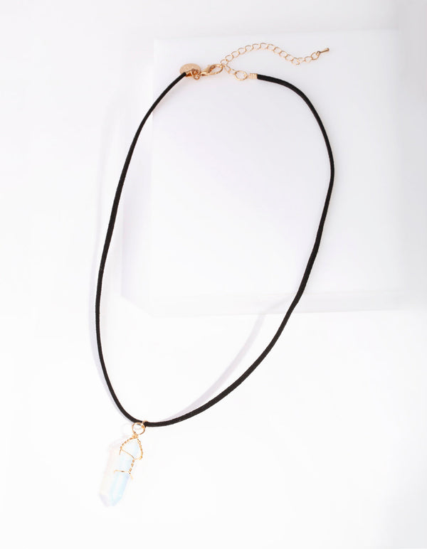 Gold Wire Wrap Moonstone Necklace