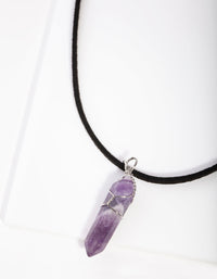 Rhodium Wire Wrap Amethyst Stone Necklace - link has visual effect only