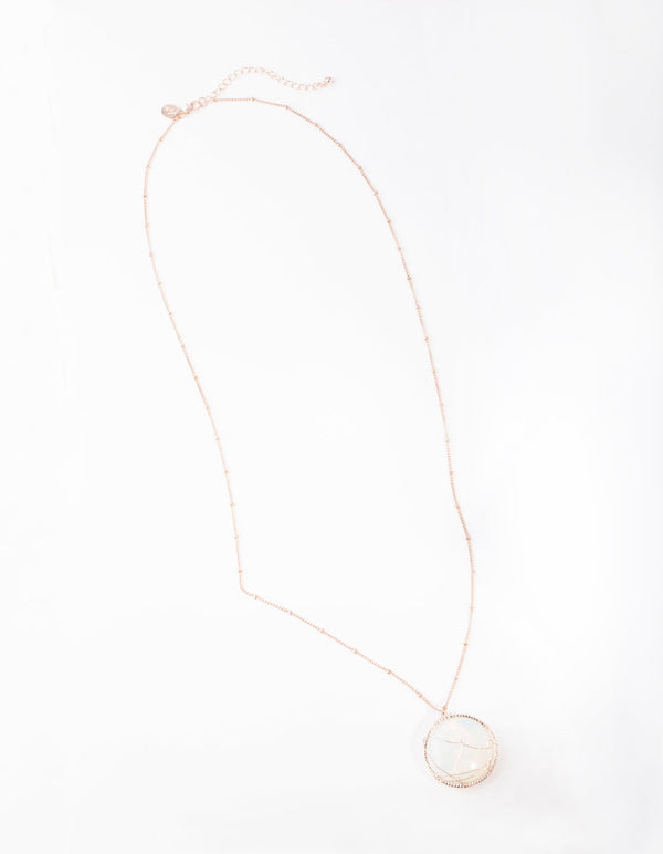 Rose Gold Long Caged Moonstone Necklace
