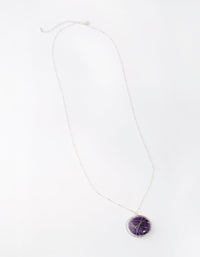 Zilveren lange kooi amethist ketting - link has visual effect only