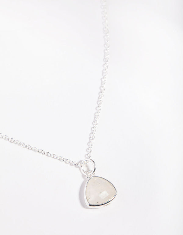 Sterling Silver Moonstone Bezel Pendant Necklace