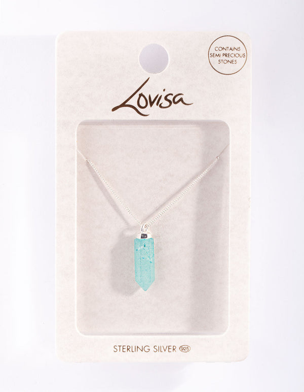 Sterling Silver Amazonite Shard Pendant Necklace