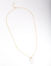 Gold Plated Sterling Silver Rose Quartz Shard Pendant Necklace - link has visual effect only